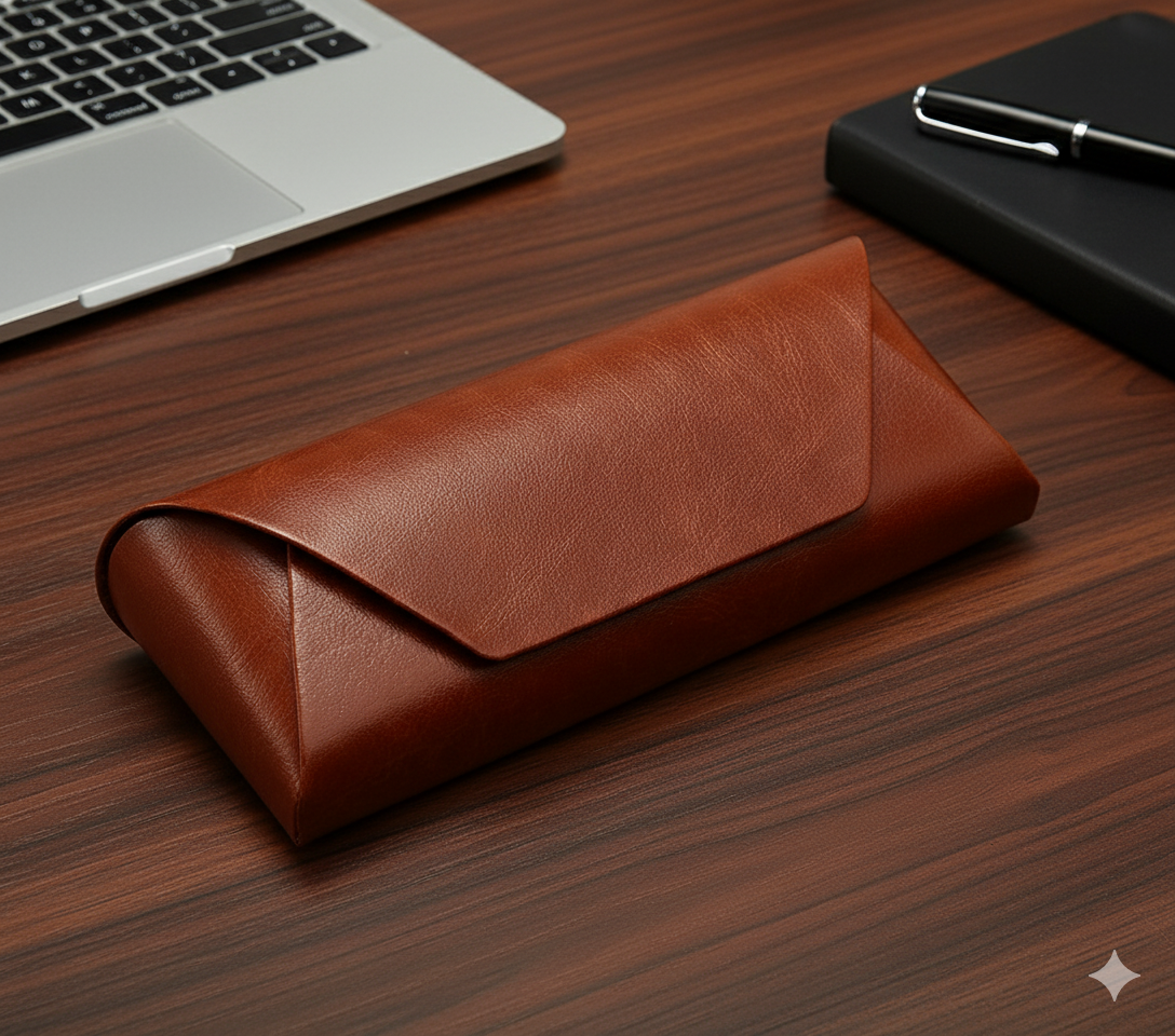 Genuine cowhide leather glasses case