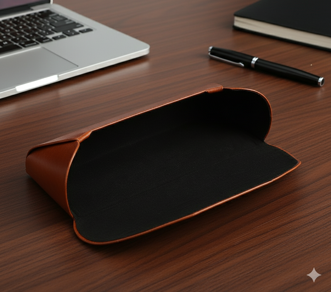 Genuine cowhide leather glasses case