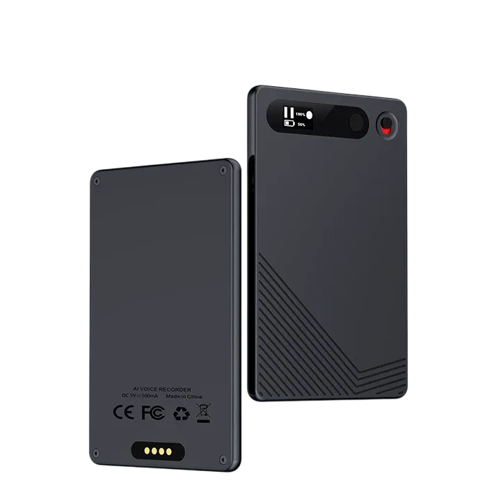 Ultra-Slim AI Voice Recorder – Bluetooth, Magnetic Charging, Real-Time Transcription