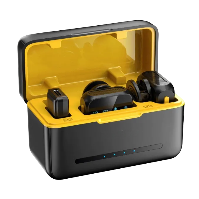 Wireless Lavalier Microphone with Charging Case – 164ft Range, 72–80H Battery