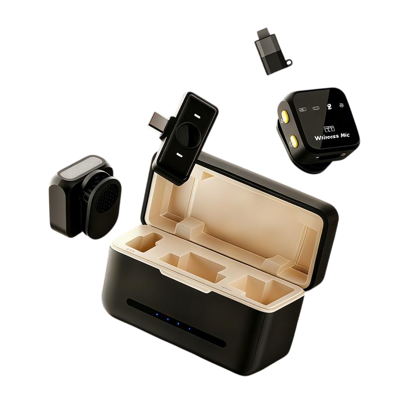 Wireless Lavalier Microphone with Charging Case – 164ft Range, 72–80H Battery